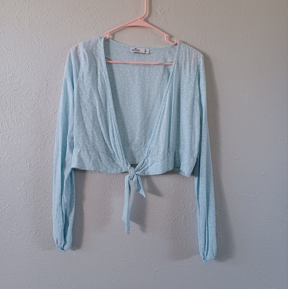 Hollister Long Sleeve Tie Front Top